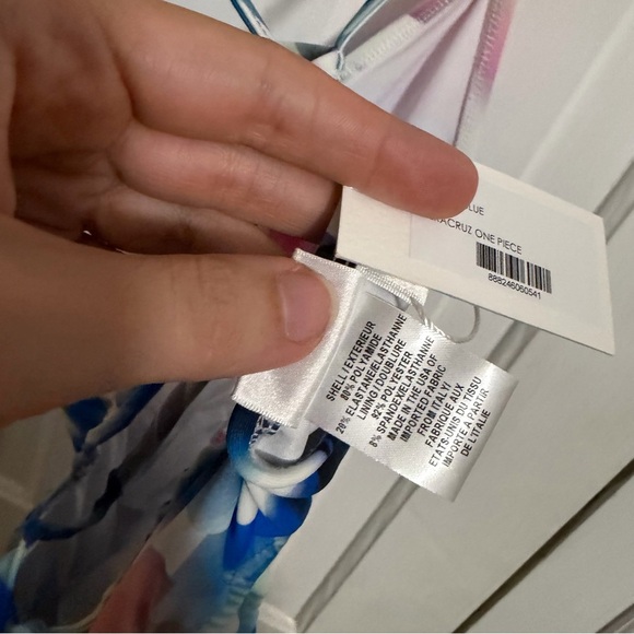 Milly Veracruz One Piece Swimsuit Side Cutouts Blue Abstract Print Large G - Picture 8 of 11